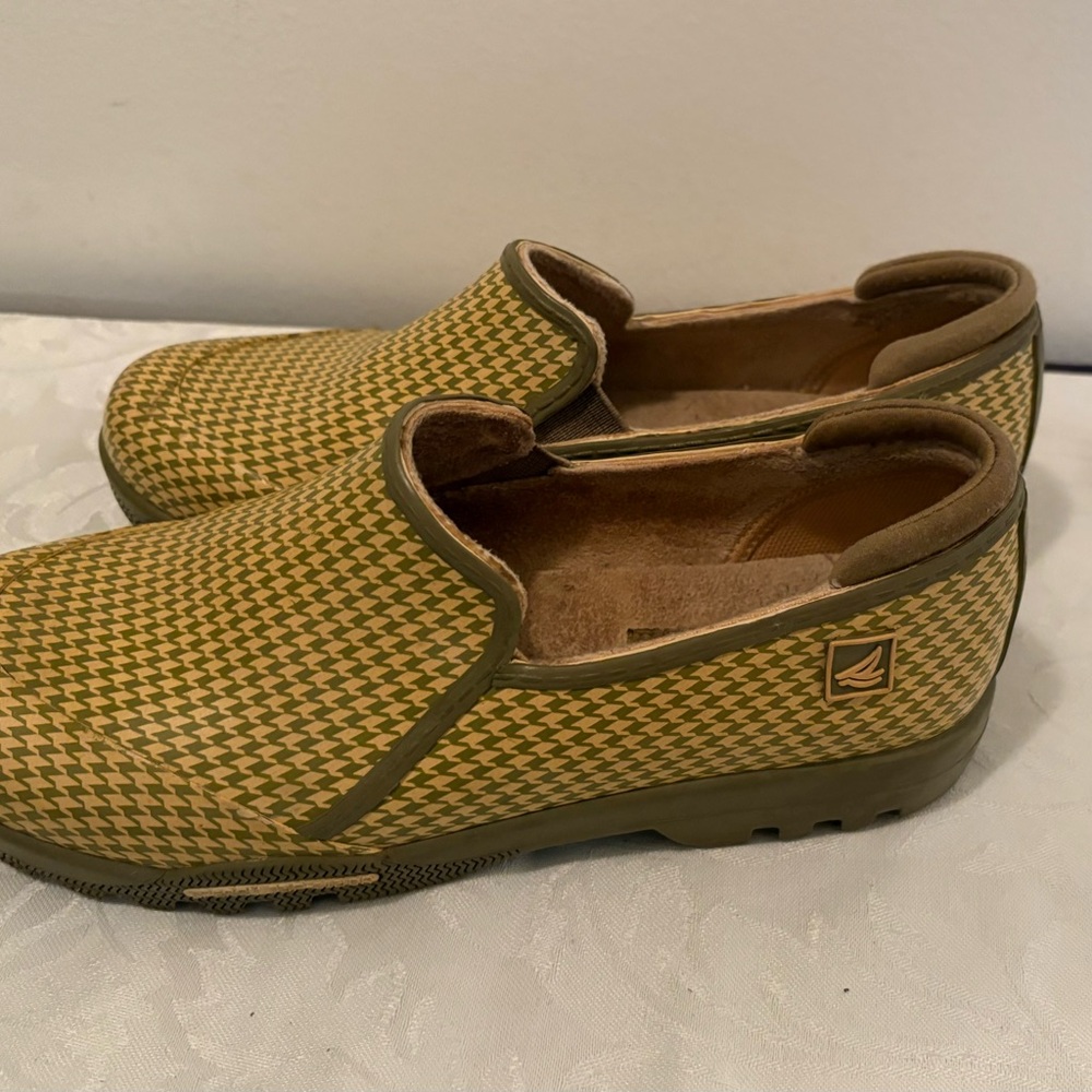 Sperry Green and Tan Rain Shoes